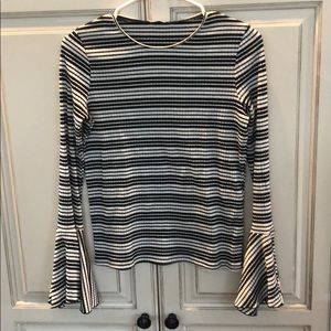 Zara Black & White Striped Top